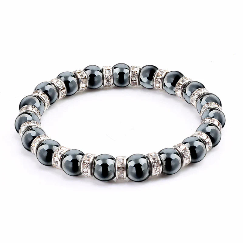 Haematite Beaded Bracelet Single Circle Couple Micro Inlay Rhinestones