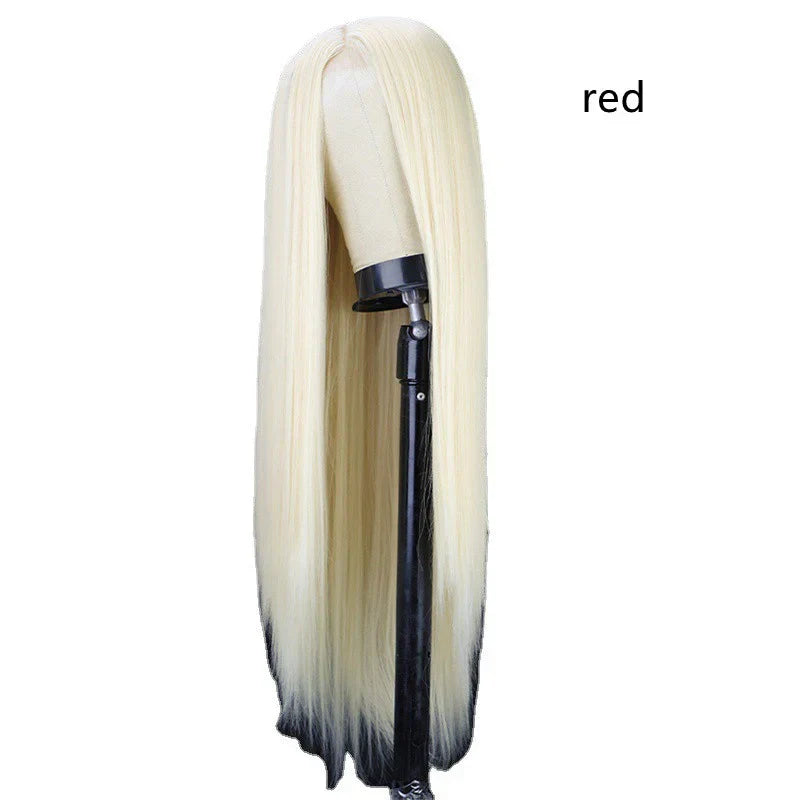 Black Long Straight Center Point Natural And Lifelike Headgear