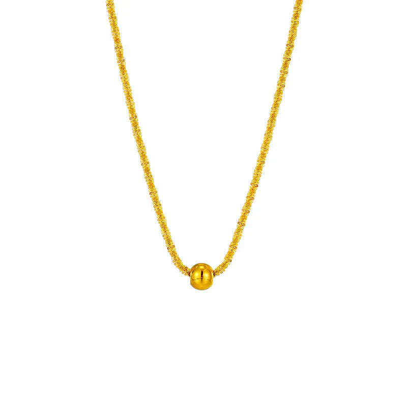 Metal Round Beads Thread Wave Necklace