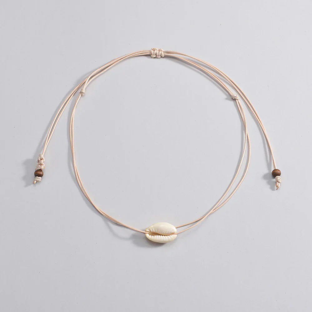 Personalized Shell Bead Hand-knit Necklace