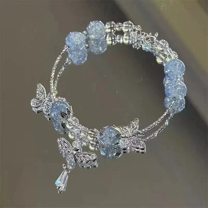 Mori Style Cold Gradient Explosion Flower Glass Beaded Bracelet