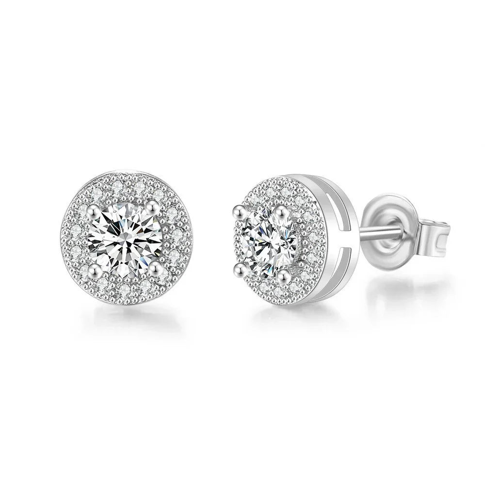 Geometric Female Full-jeweled Stud Earrings
